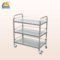 3-tier Stainless Steel Trolley with Wheels Easy Handling Dressing Trolley