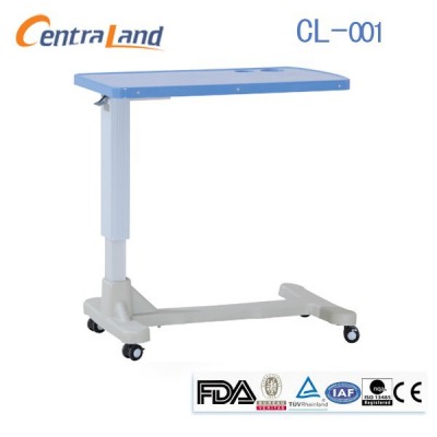 CL-001 gas spring control height adjustable wooden top stainless steel adjustable bed table